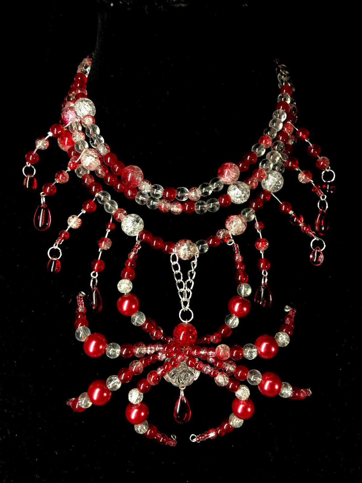Bloody Night Spider Necklace Dark Gothic Punk Handmade angle view | Blackyyds