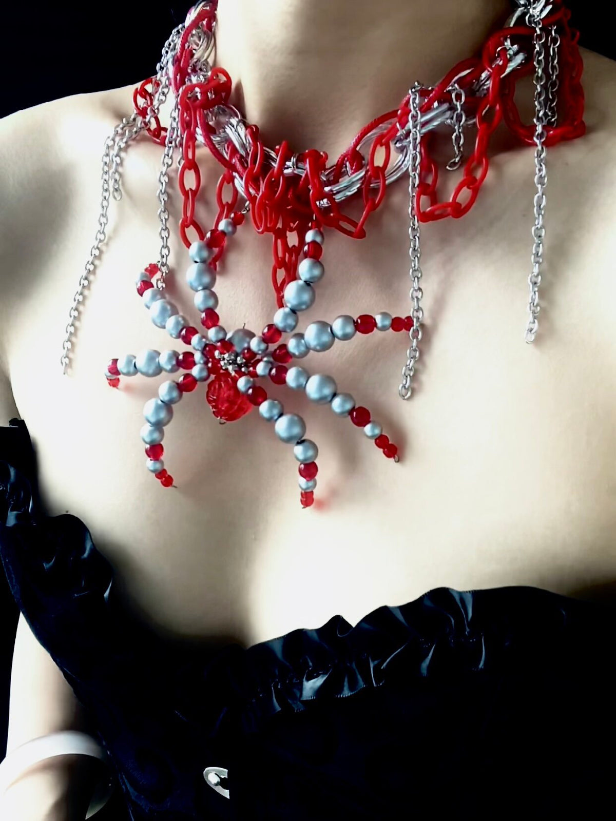Cage Spider Necklace Dark Gothic Punk Handmade angle view | Blackyyds