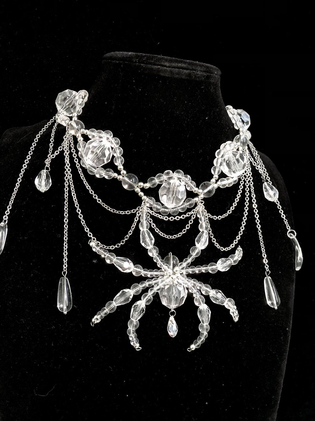 Crystal Eyes Spider Necklace Dark Gothic Punk Handmade product view 2 | Blackyyds