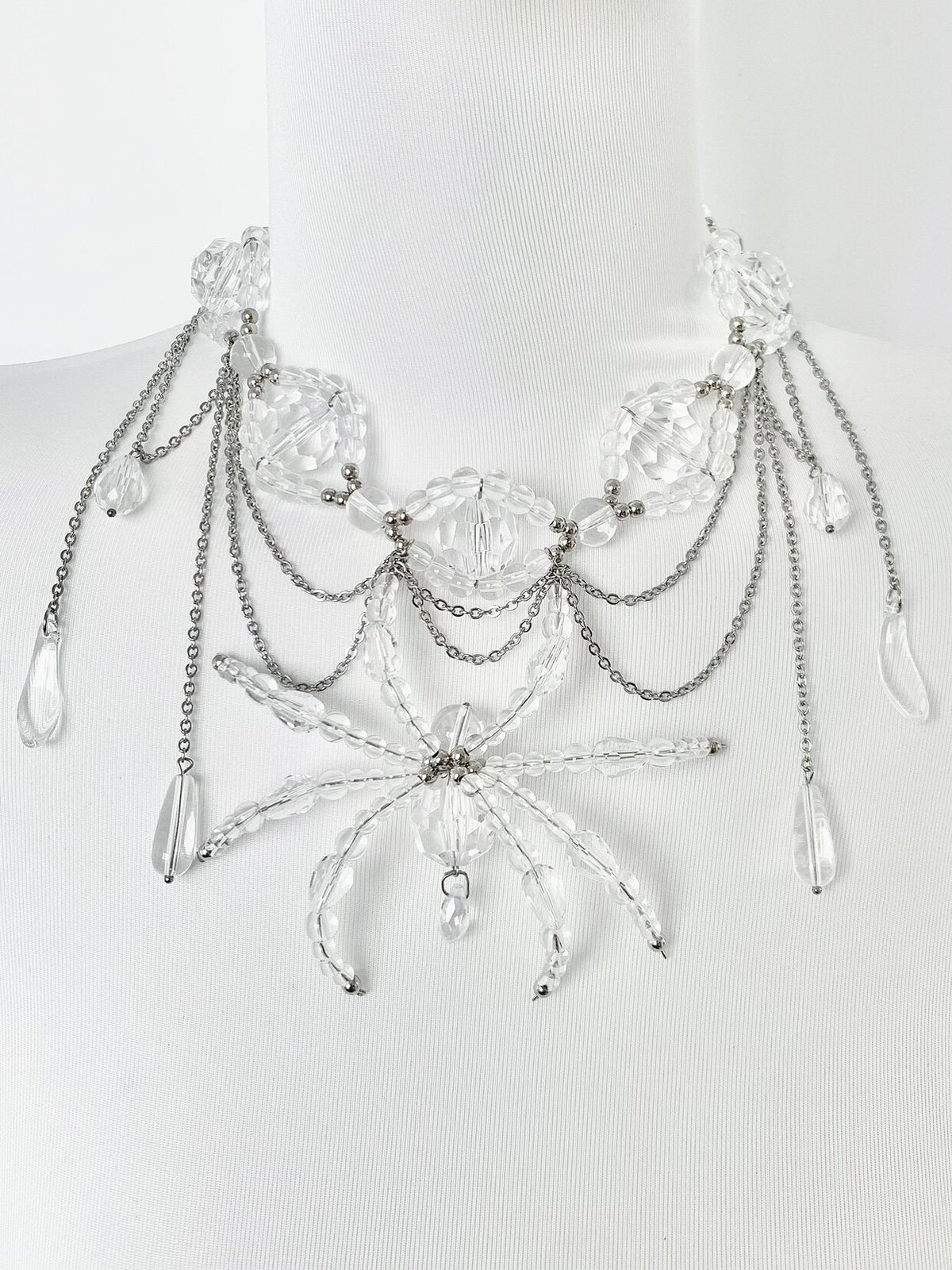 Crystal Eyes Spider Necklace Dark Gothic Punk Handmade detail shot | Blackyyds