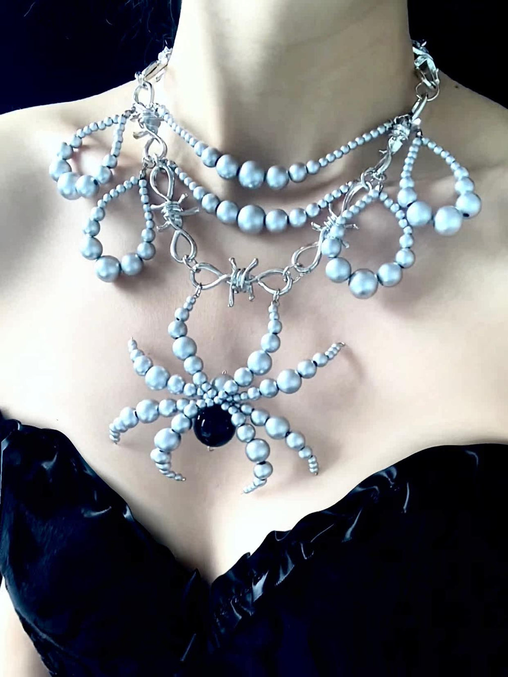 Desire Spider Necklace Dark Gothic Punk Handmade close-up detail | Blackyyds