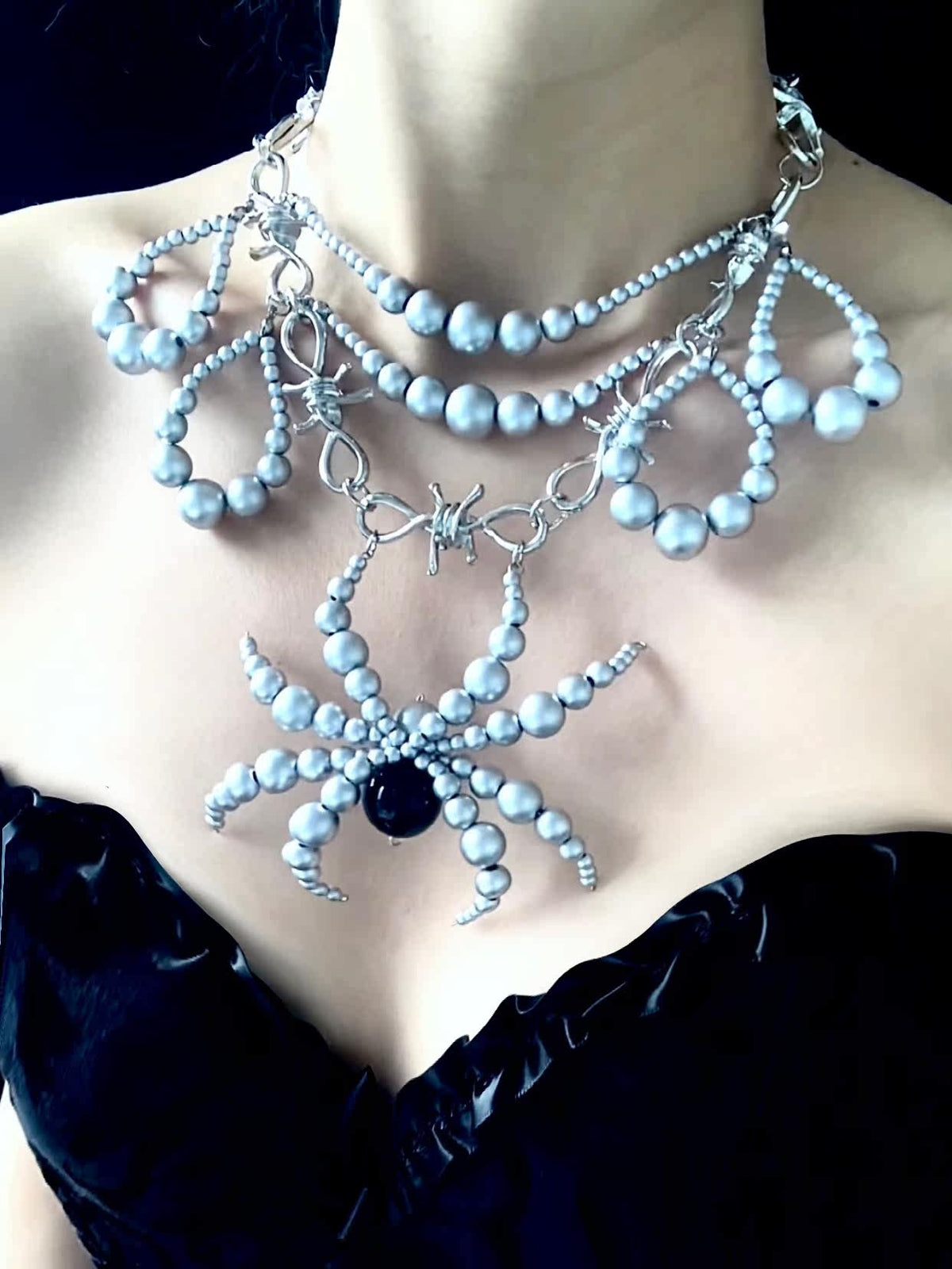 Desire Spider Necklace Dark Gothic Punk Handmade close-up detail | Blackyyds