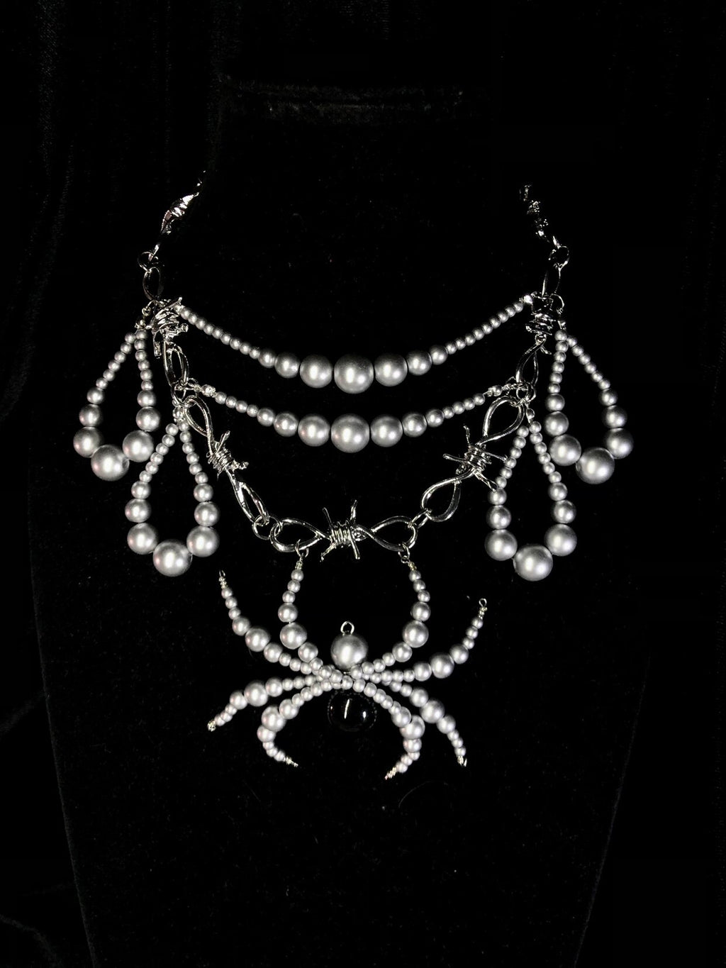Desire Spider Necklace Dark Gothic Punk Handmade angle view | Blackyyds