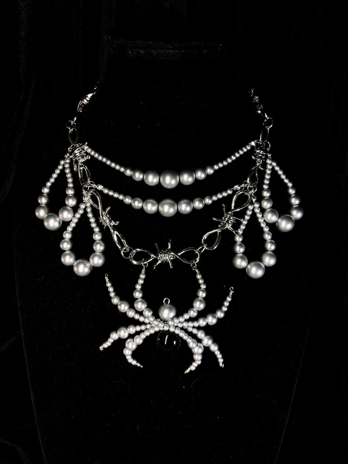 Desire Spider Necklace Dark Gothic Punk Handmade angle view | Blackyyds