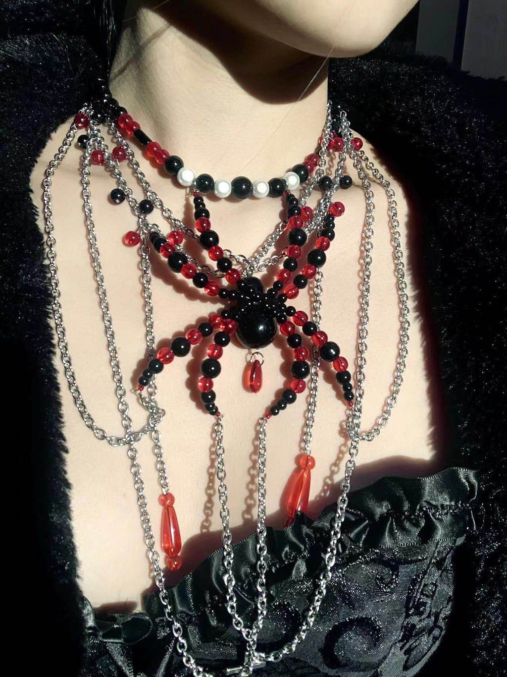 Entrenched Spider Necklace Dark Gothic Punk Handmade - gothic choker | Blackyyds