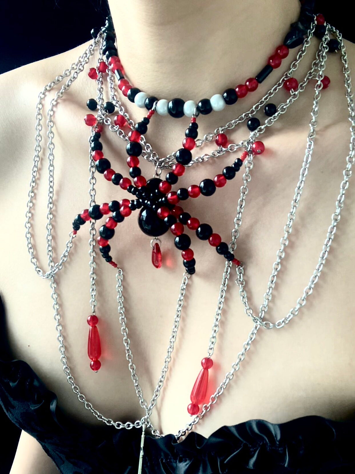 Entrenched Spider Necklace Dark Gothic Punk Handmade product view 2 | Blackyyds