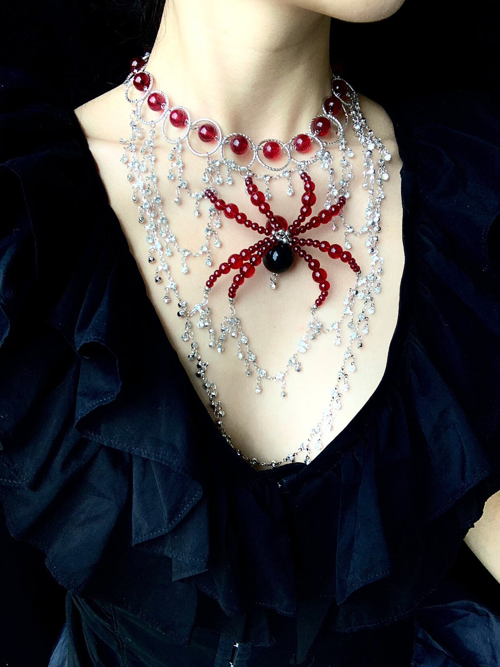 Fall Spider Necklace Dark Gothic Punk Handmade - gothic choker | Blackyyds