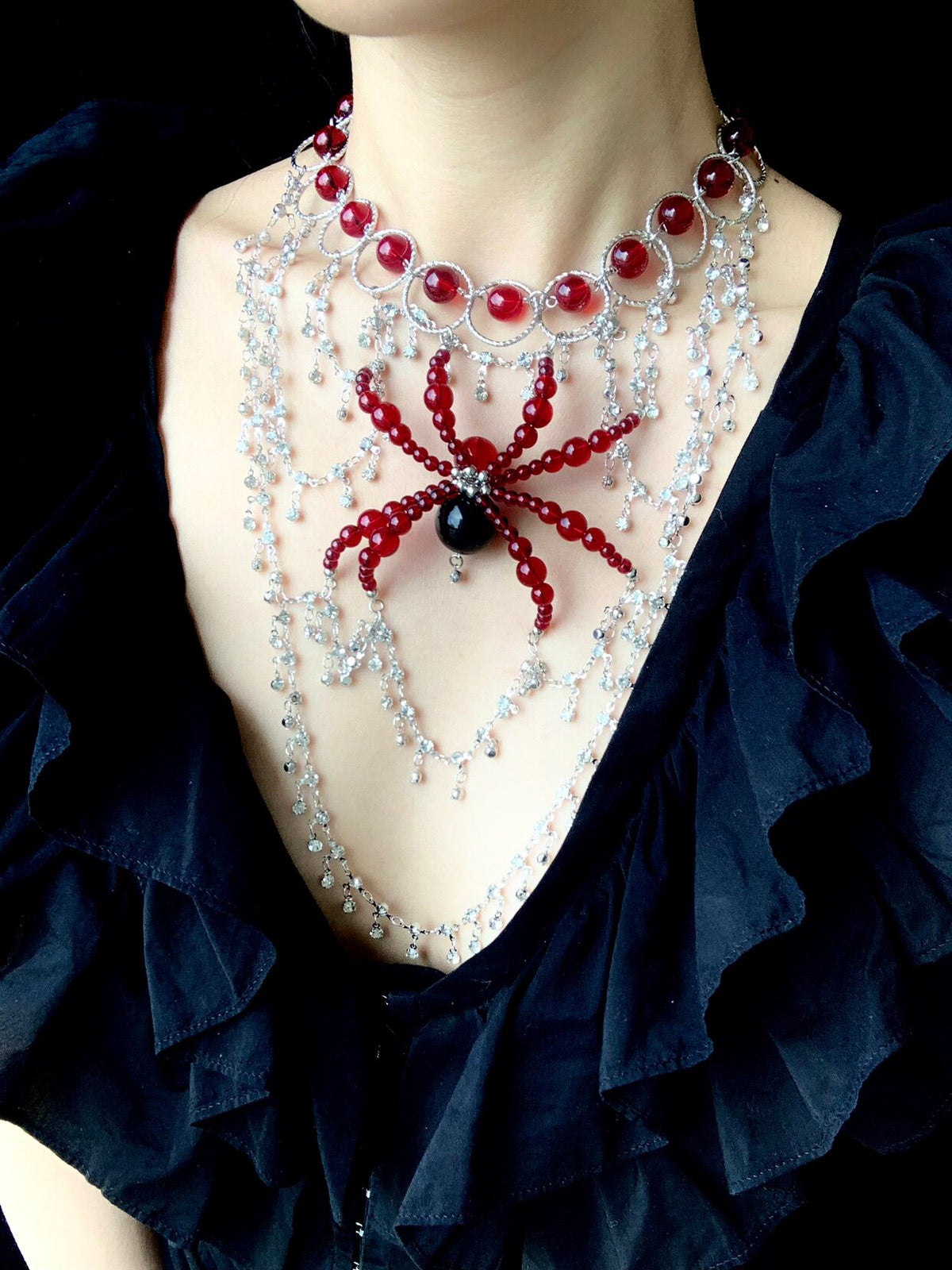 Fall Spider Necklace Dark Gothic Punk Handmade product view 2 | Blackyyds