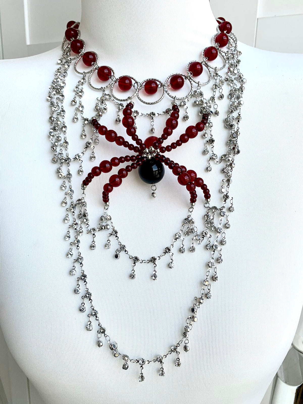 Fall Spider Necklace Dark Gothic Punk Handmade angle view | Blackyyds