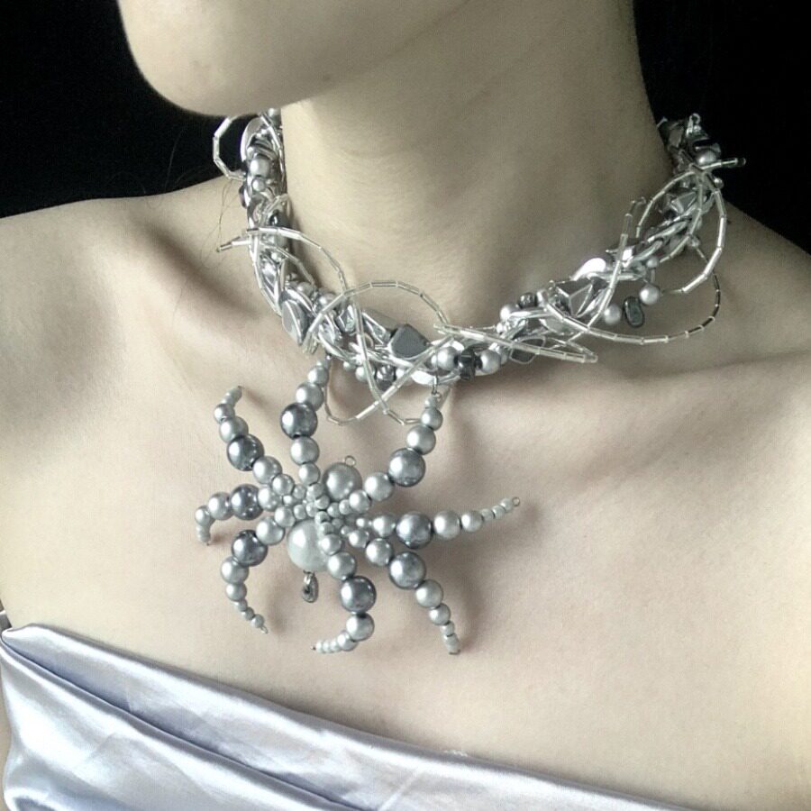 Import Spider Necklace Dark Gothic Punk Handmade close-up detail | Blackyyds