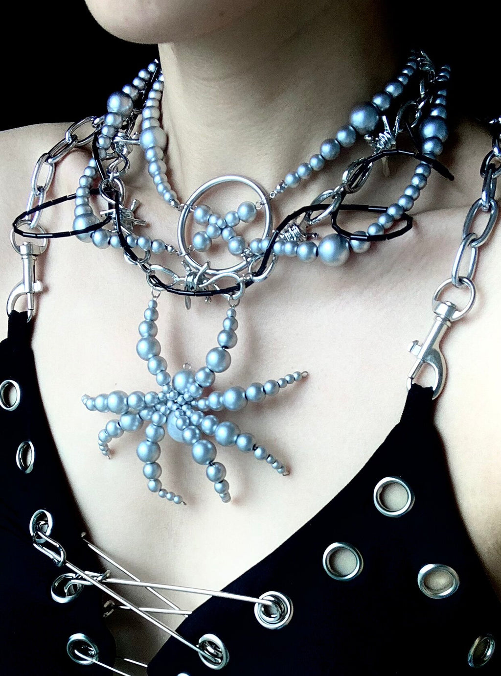 Mechanical Spider Necklace Dark Gothic Punk Handmade product view 2 | Blackyyds