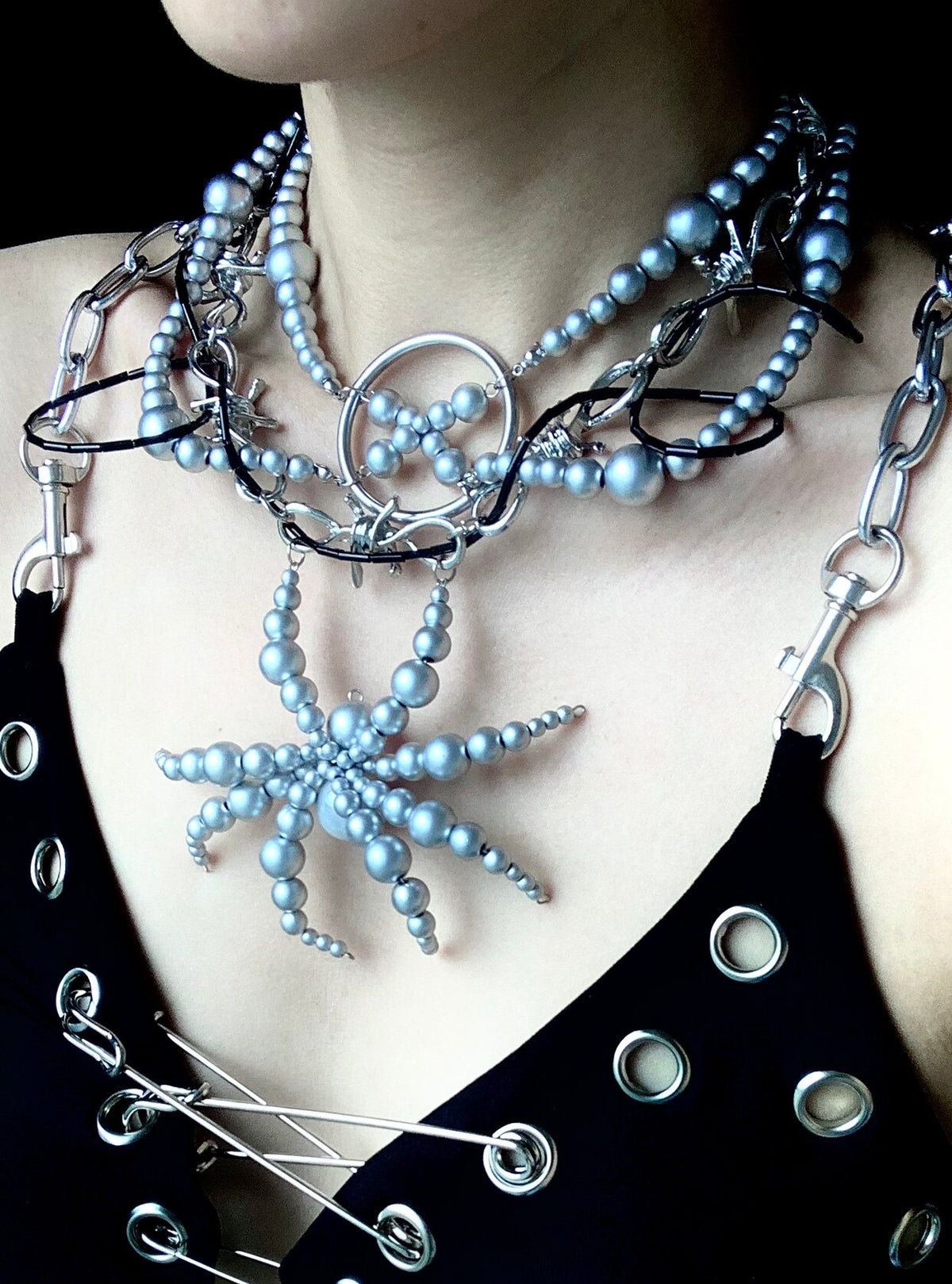 Mechanical Spider Necklace Dark Gothic Punk Handmade product view 2 | Blackyyds