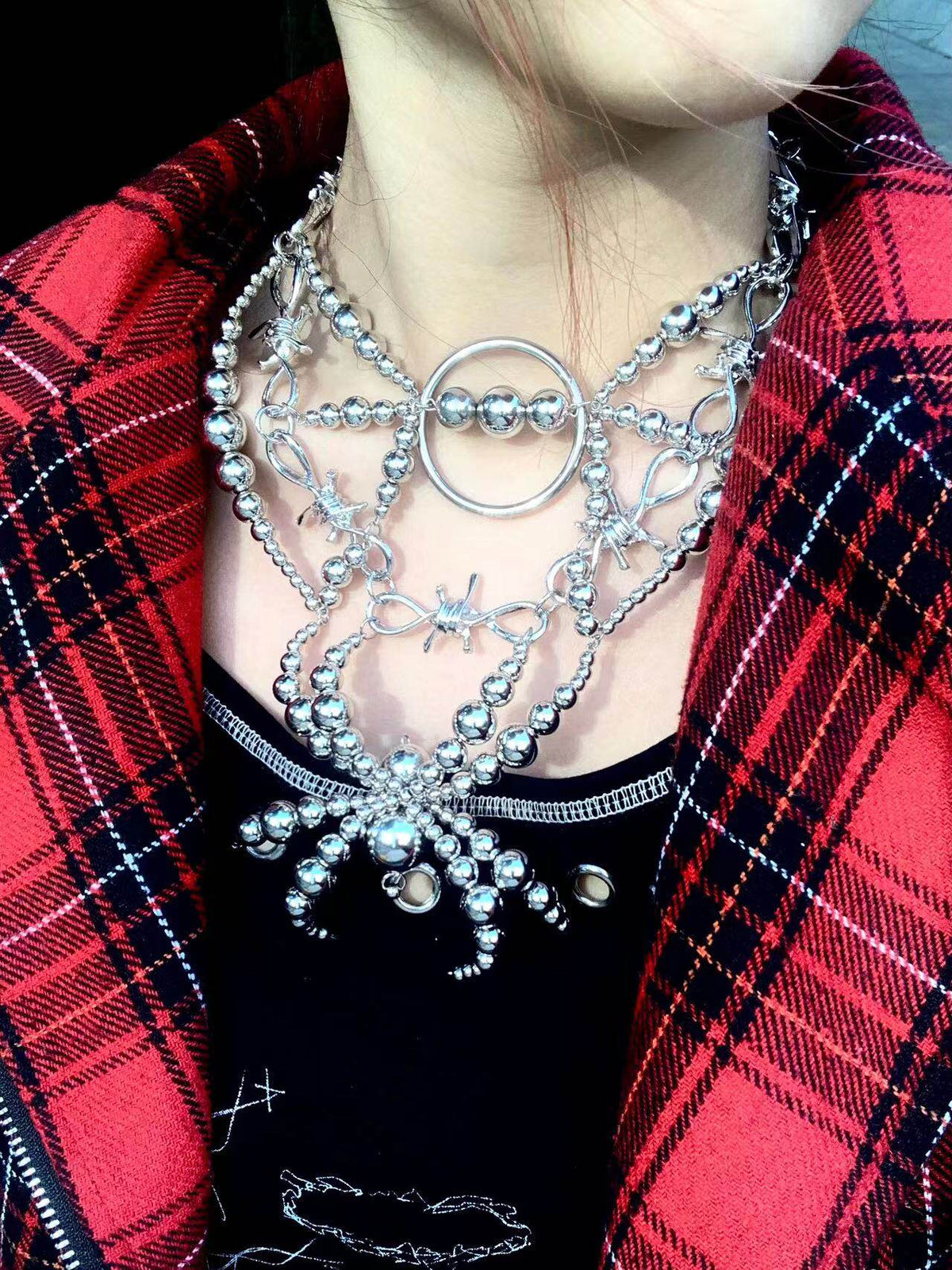 Mercury Spider Necklace Dark Gothic Punk Handmade product view 2 | Blackyyds