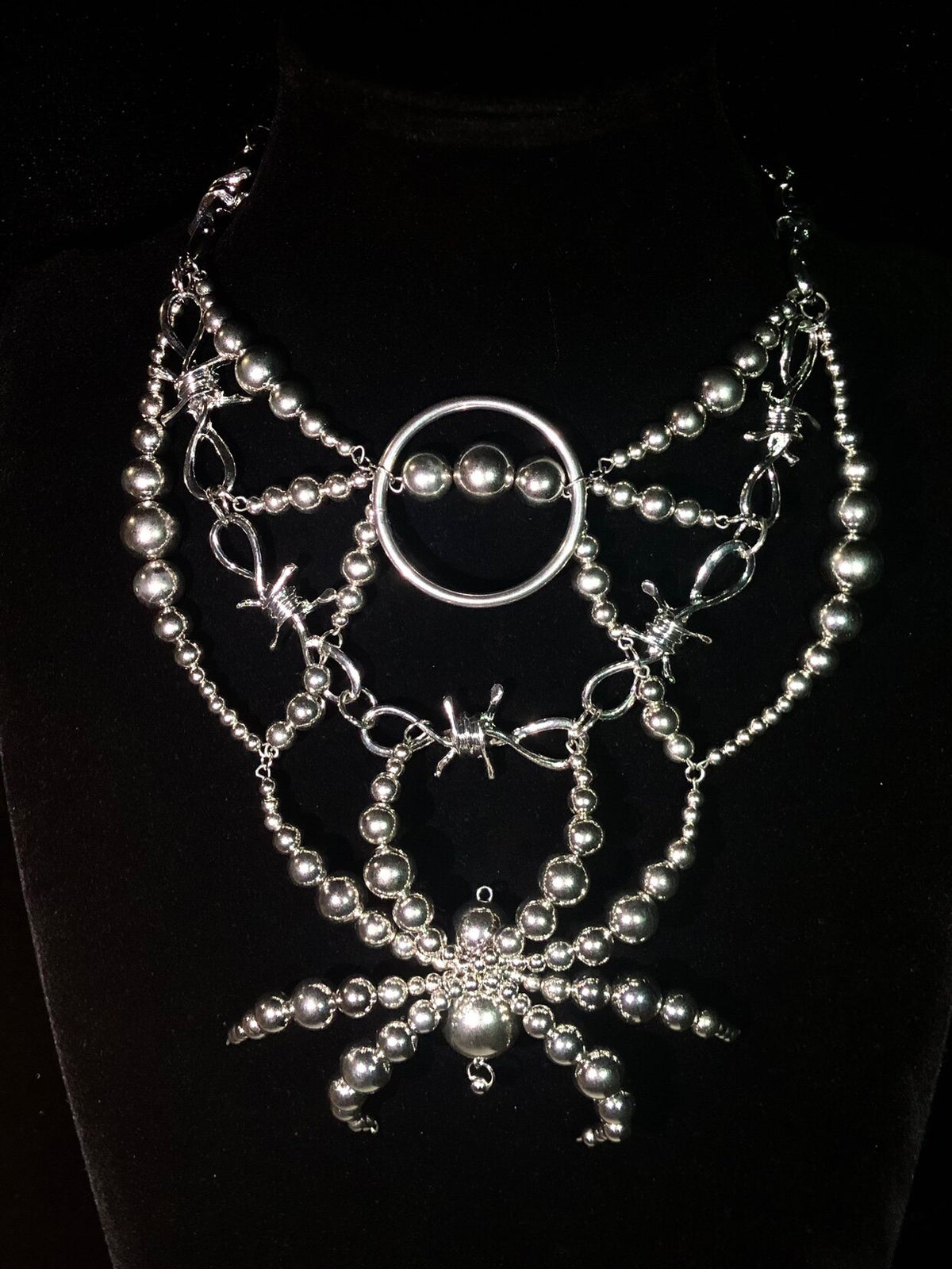 Mercury Spider Necklace Dark Gothic Punk Handmade detail shot | Blackyyds