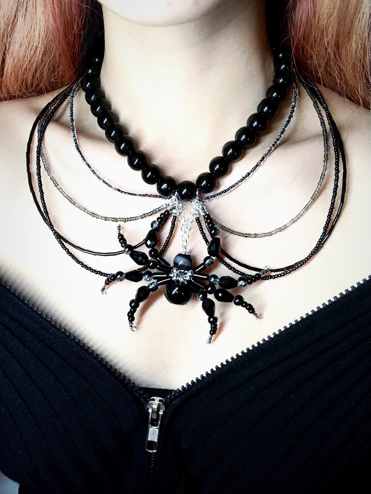 Nourish Spider Necklace Dark Gothic Punk Handmade - gothic choker | Blackyyds