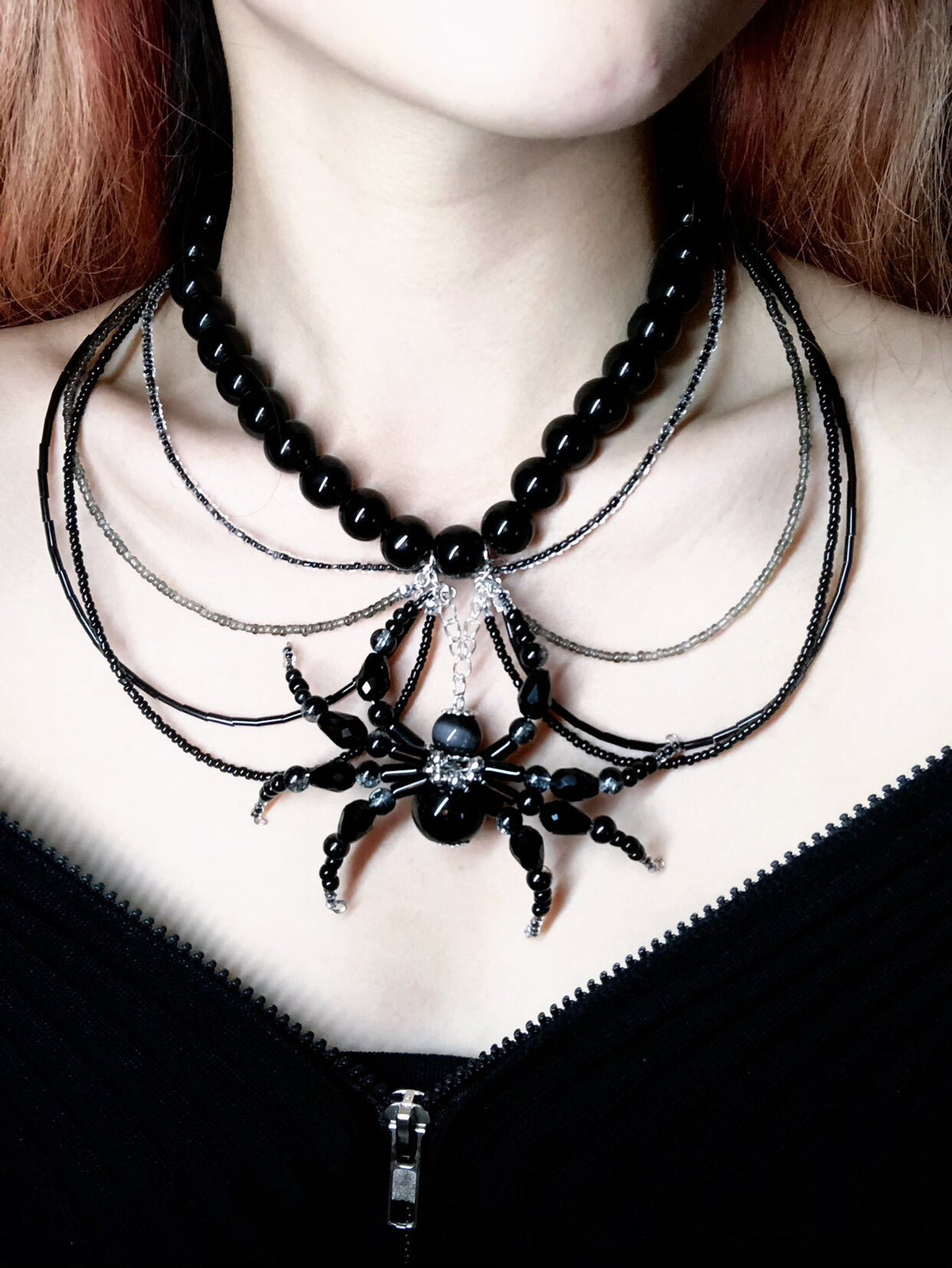 Nourish Spider Necklace Dark Gothic Punk Handmade product view 2 | Blackyyds
