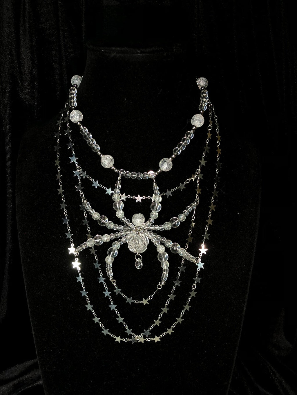Silver Star Spider Necklace Dark Gothic Punk Handmade angle view | Blackyyds