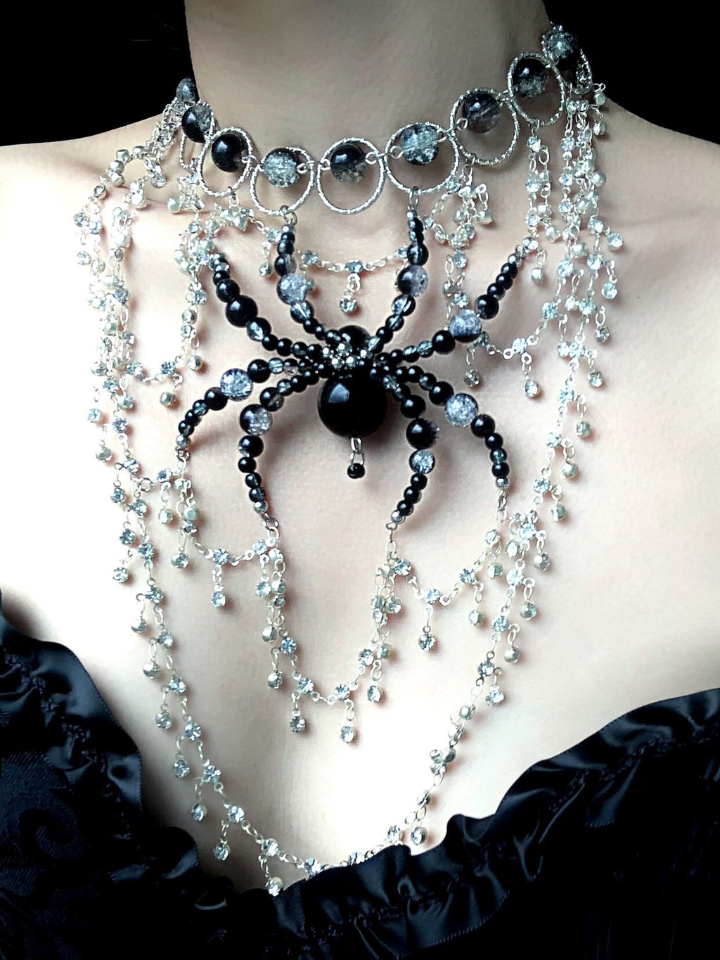 Swoop Spider Necklace Dark Gothic Punk Handmade product view 2 | Blackyyds