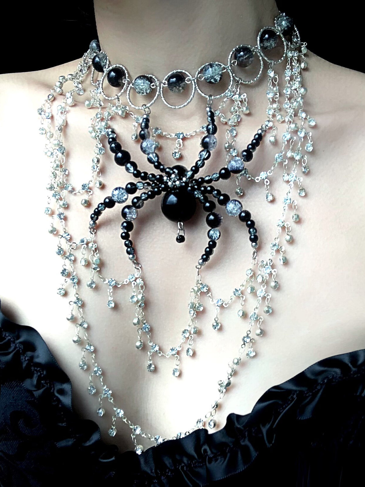 Swoop Spider Necklace Dark Gothic Punk Handmade product view 2 | Blackyyds