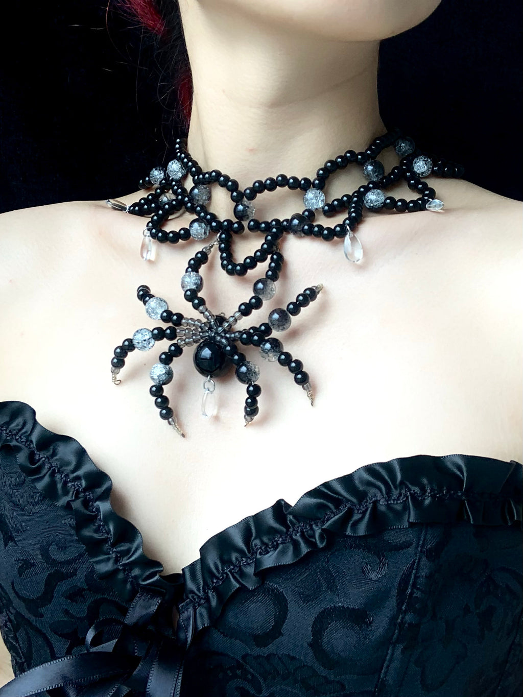 Dark Night Spirit Necklace Collar Dark Punk Gothic Choker close-up detail | Blackyyds