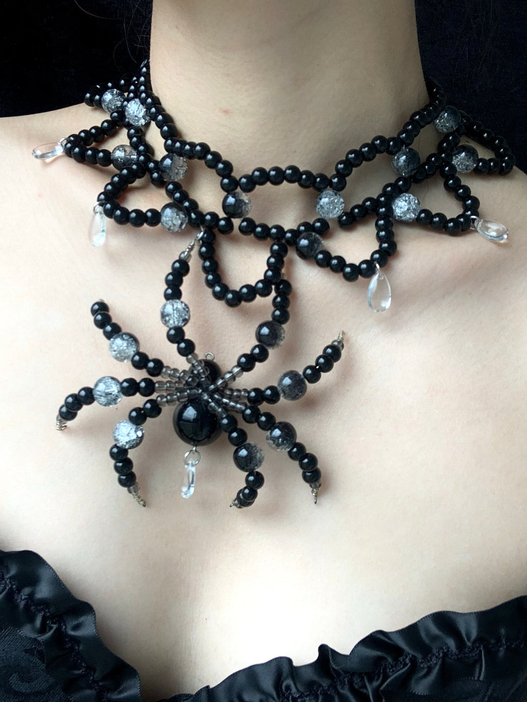 Dark Night Spirit Necklace Collar Dark Punk Gothic Choker angle view | Blackyyds