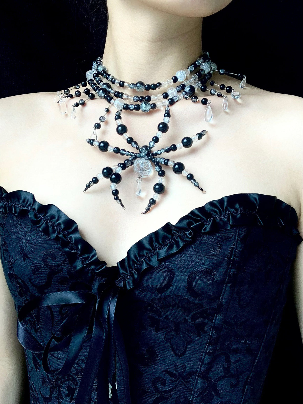 Deep Night Spirit Necklace Collar Dark Punk Gothic Choker close-up detail | Blackyyds