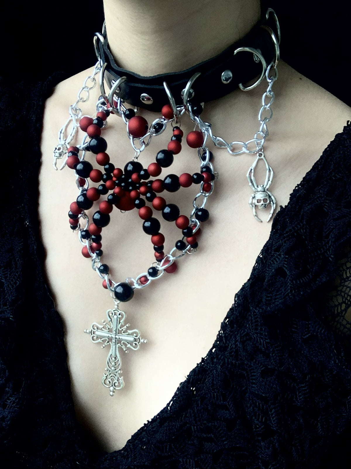 Wine Spider Necklace Collar Dark Punk Gothic Choker | Blackyyds