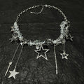 clear star tassel crystal choker front view | Blackyyds