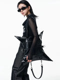 Y2K Avant-Garde Black 4-Pointed Star Backpack - Convertible Cyberpunk Crossbody Bag (Shuriken Shape) | Blackyyds