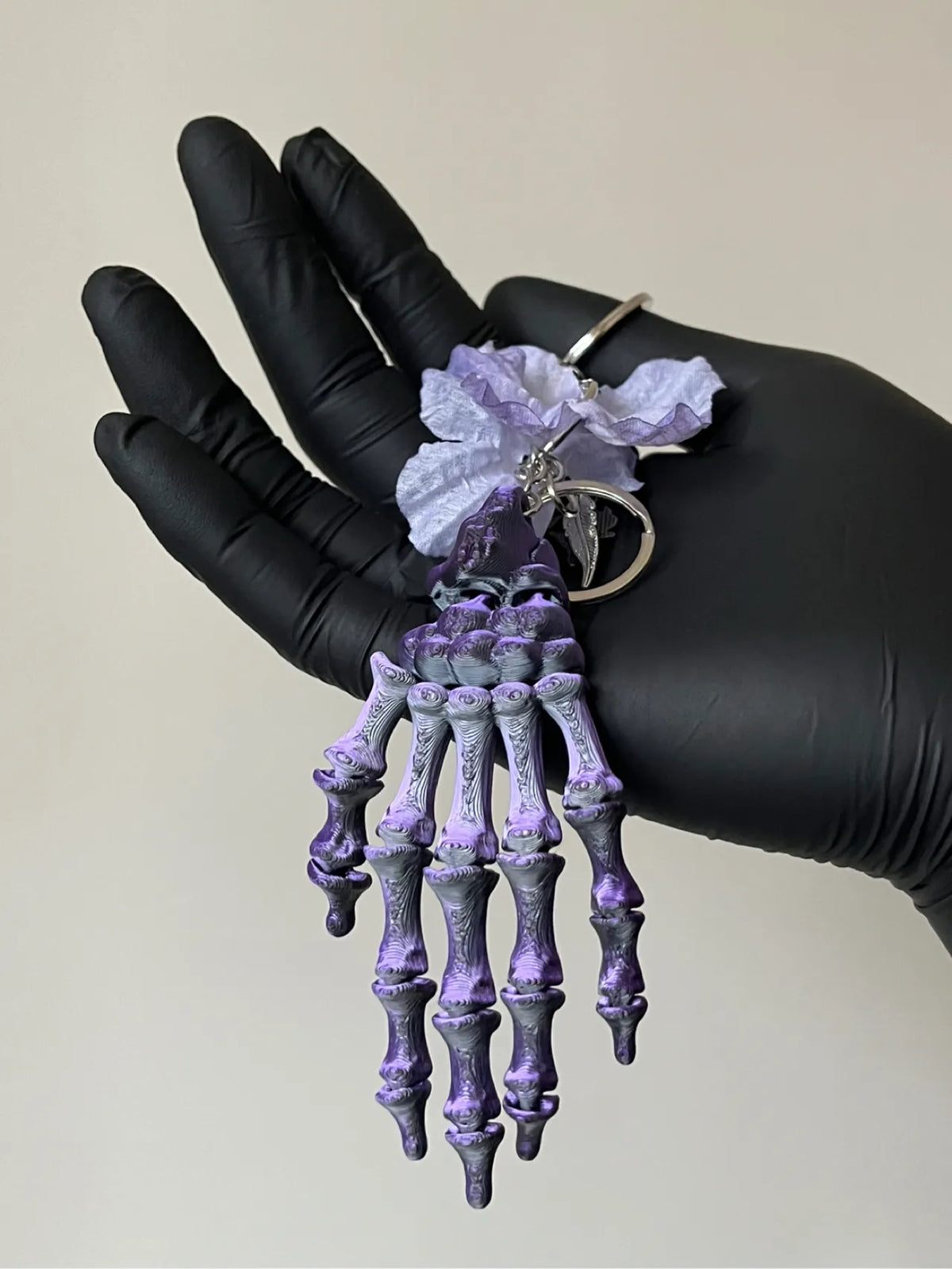Gothic Eternal Rose Skeleton Hand Resin Keychain - Day of the Dead Y2K Bag Charm | Blackyyds