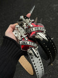 Y2K Love Hurts Dagger Heart Studded Belt - Gothic Punk Aesthetic | Blackyyds