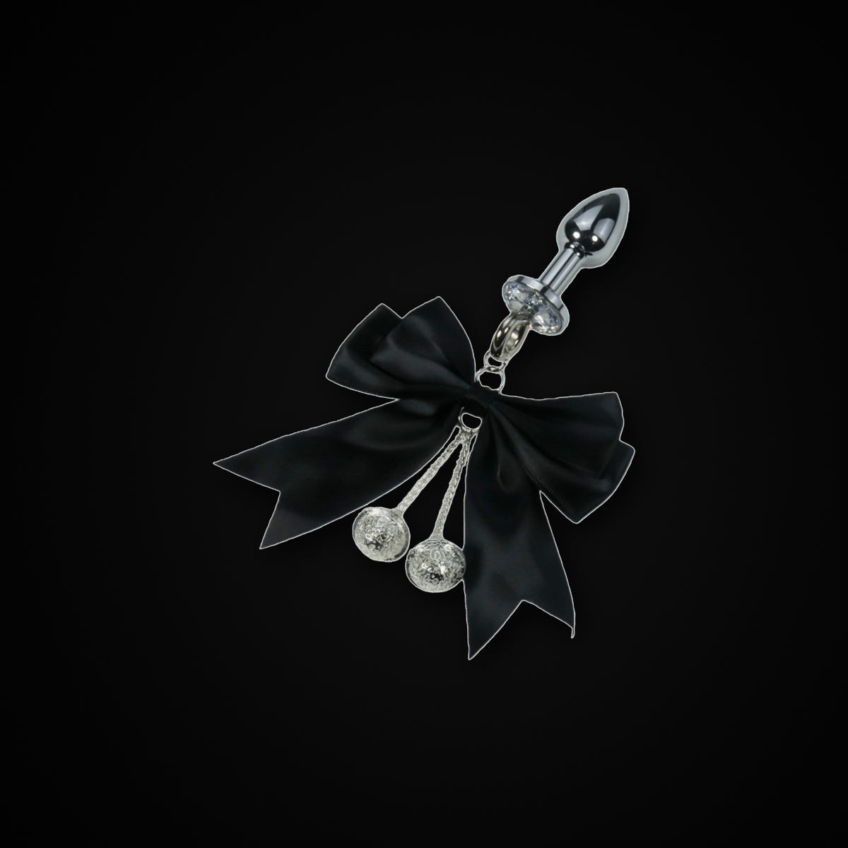 Satin Bow Palace Bell Jewel Plug in Black