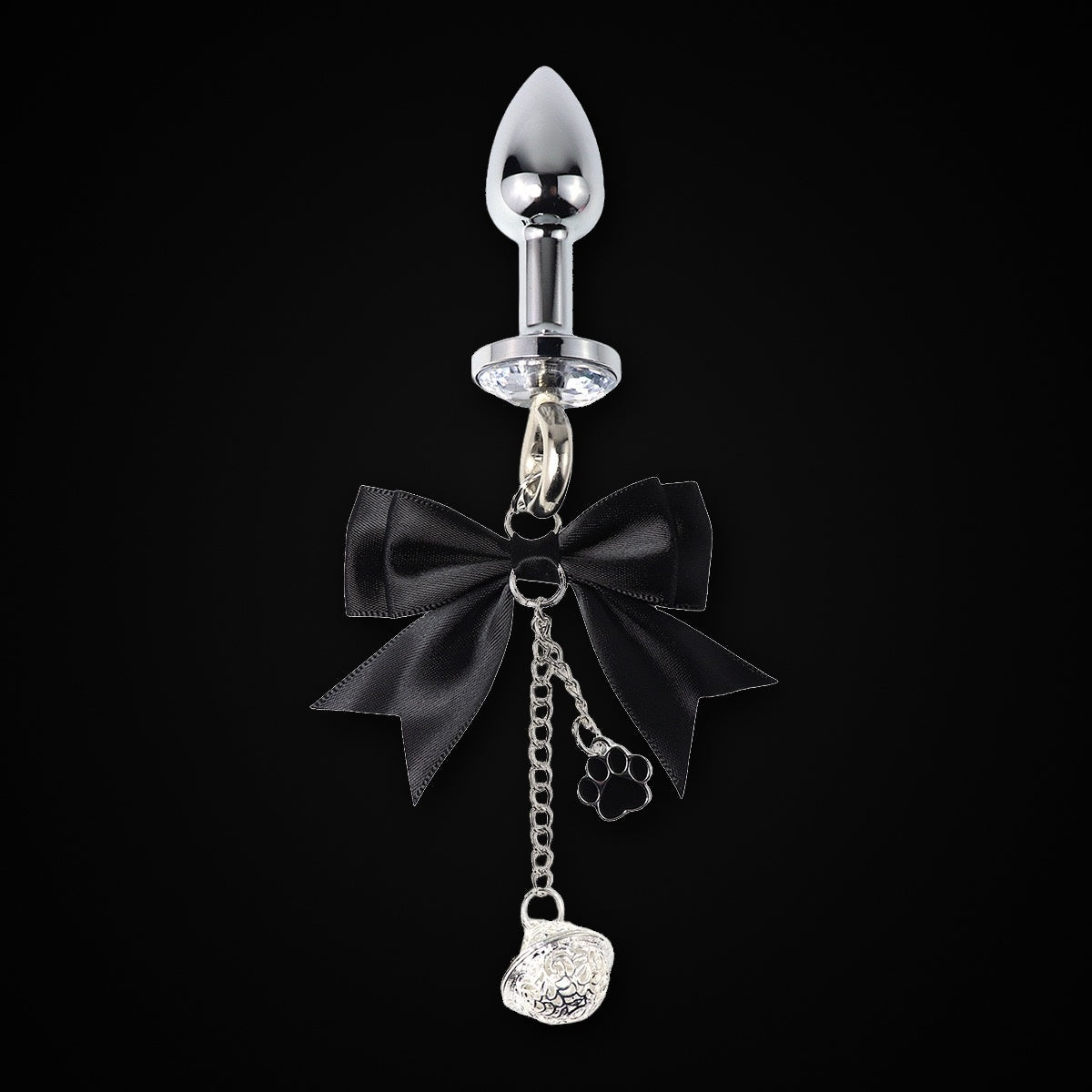 Satin Bow Paw Charm Jewel Plug in Black