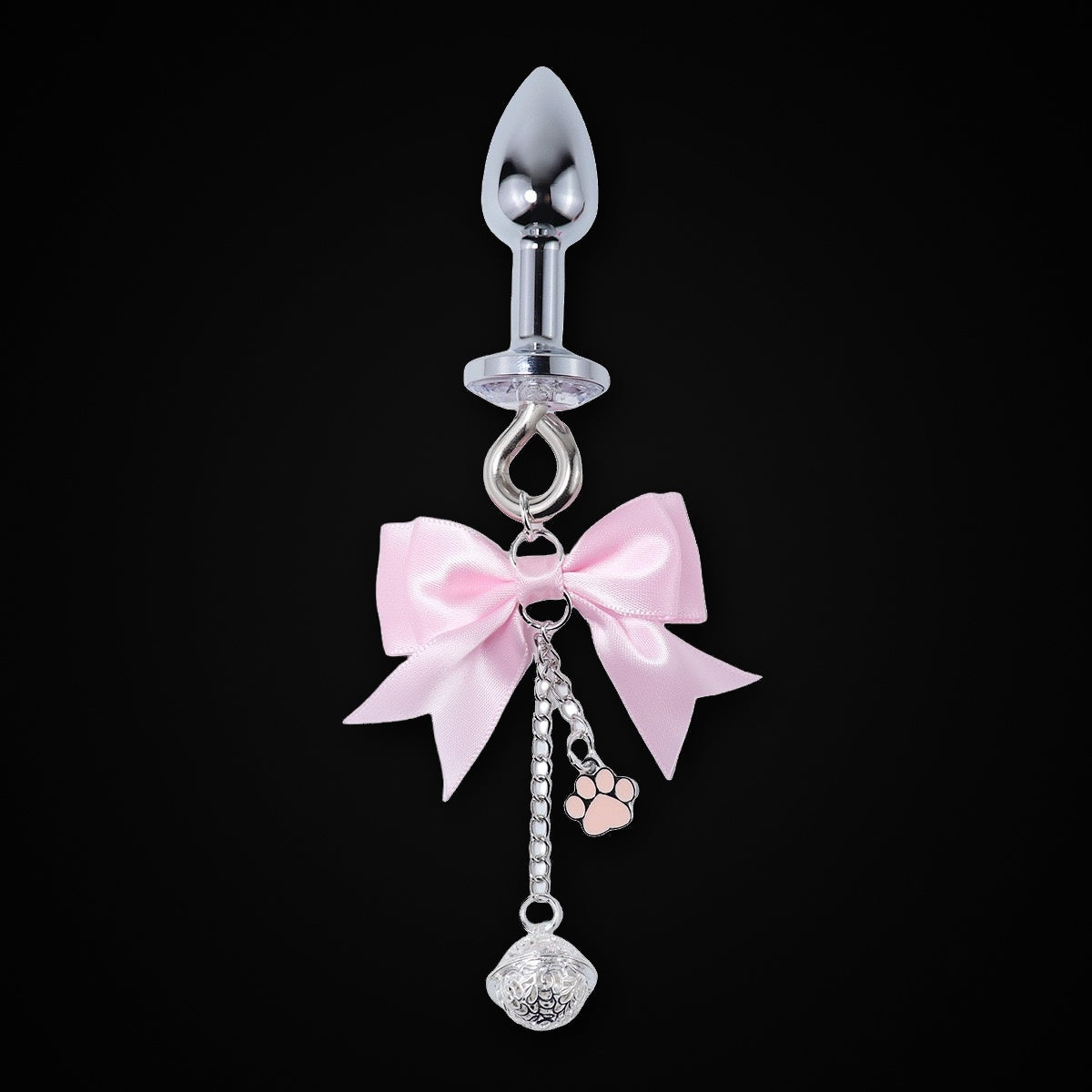 Satin Bow Paw Charm Jewel Plug in Pink