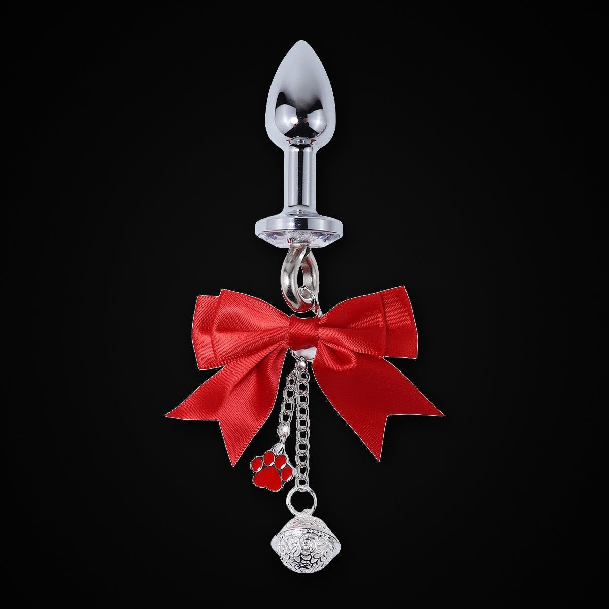 Satin Bow Paw Charm Jewel Plug in Red