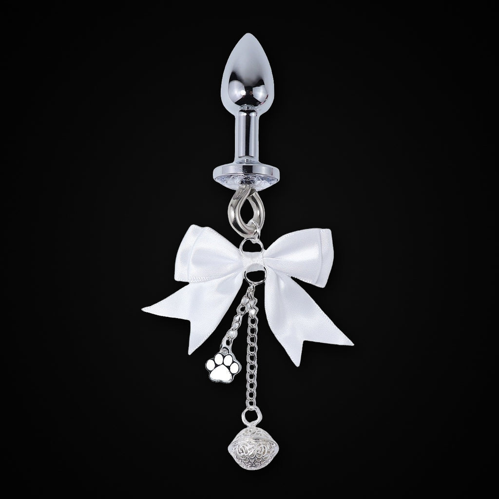 Satin Bow Paw Charm Jewel Plug in White