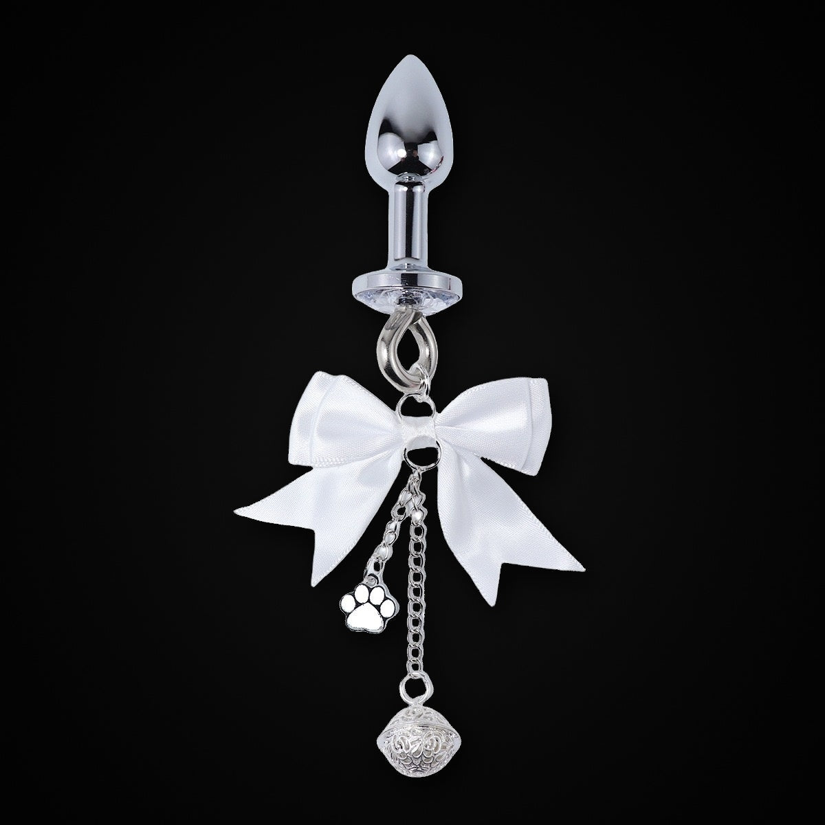 Satin Bow Paw Charm Jewel Plug in White