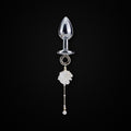 Silver-Tone White Petal Flower Jewel Plug