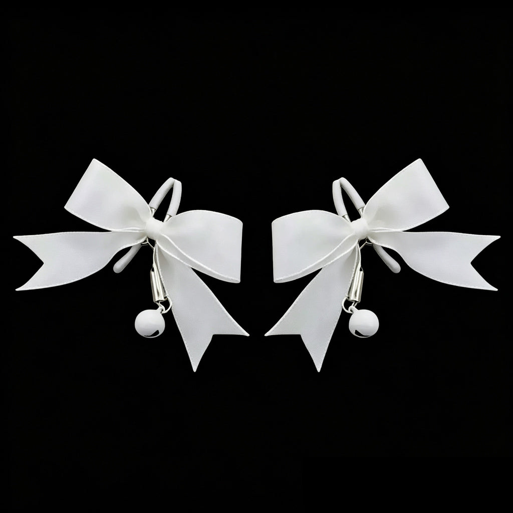 Y2K Bow Bell Choker - Black-and-White Clip Attachment | Blackyyds
