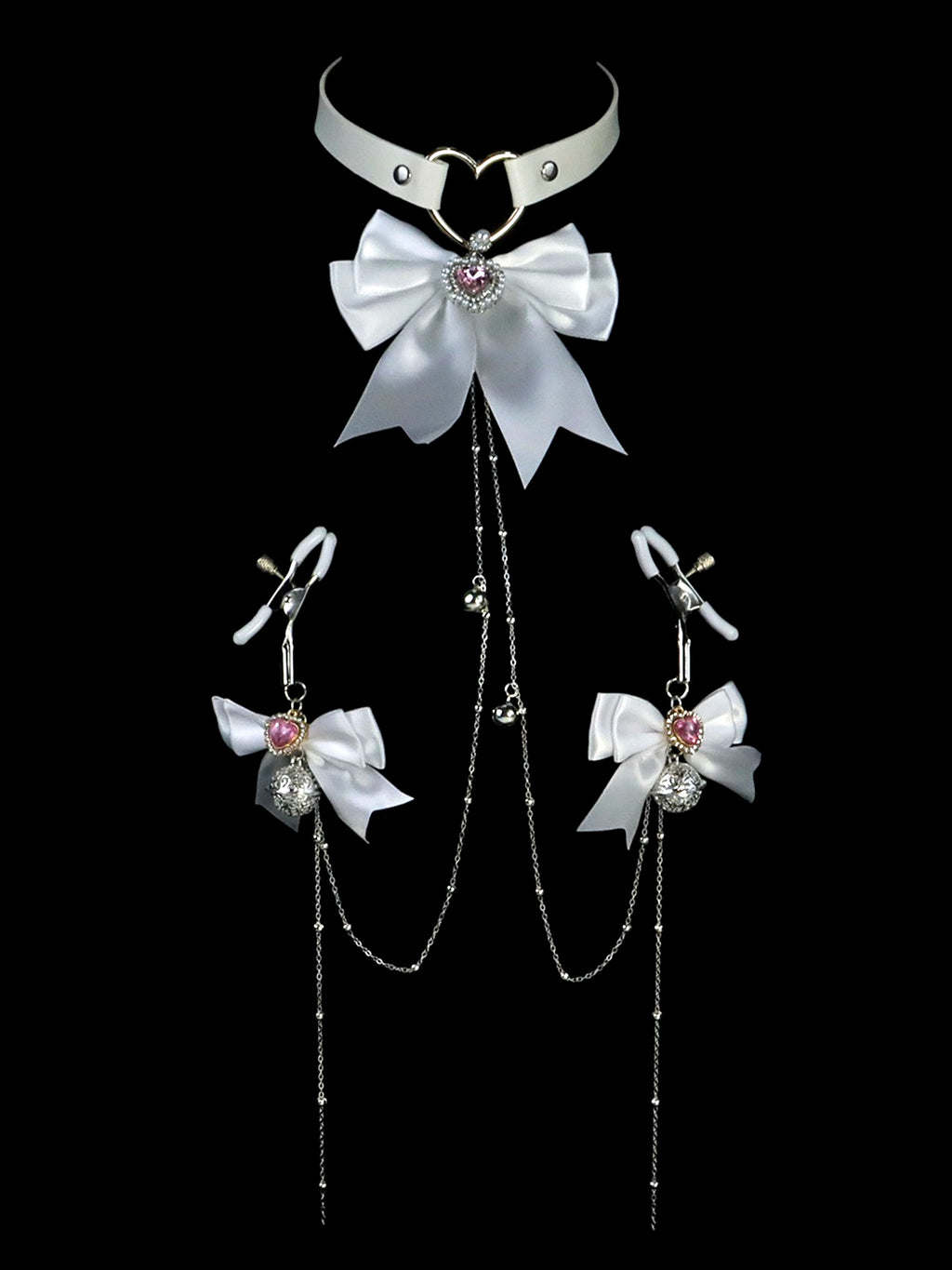 Y2K Bow Metal Chain Choker - White Rhinestone | Blackyyds