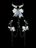 Y2K Bow Metal Chain Choker - White Rhinestone | Blackyyds