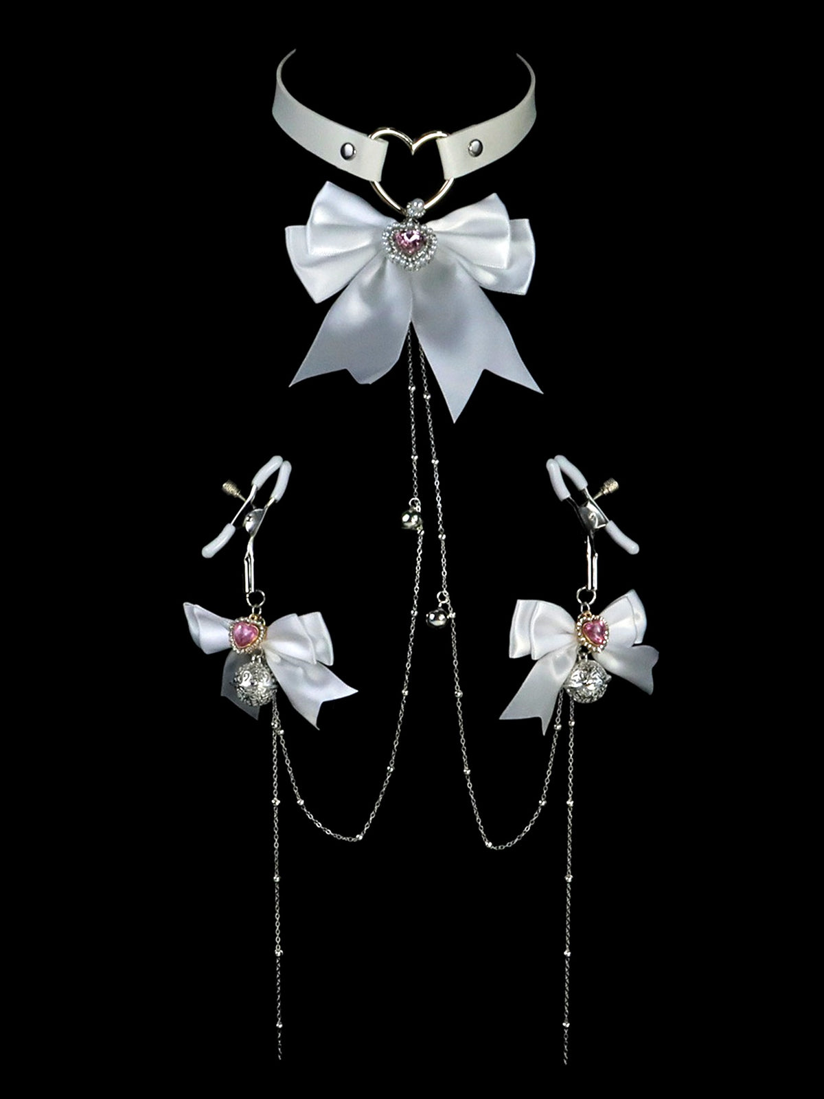 Y2K Bow Metal Chain Choker - White Rhinestone | Blackyyds
