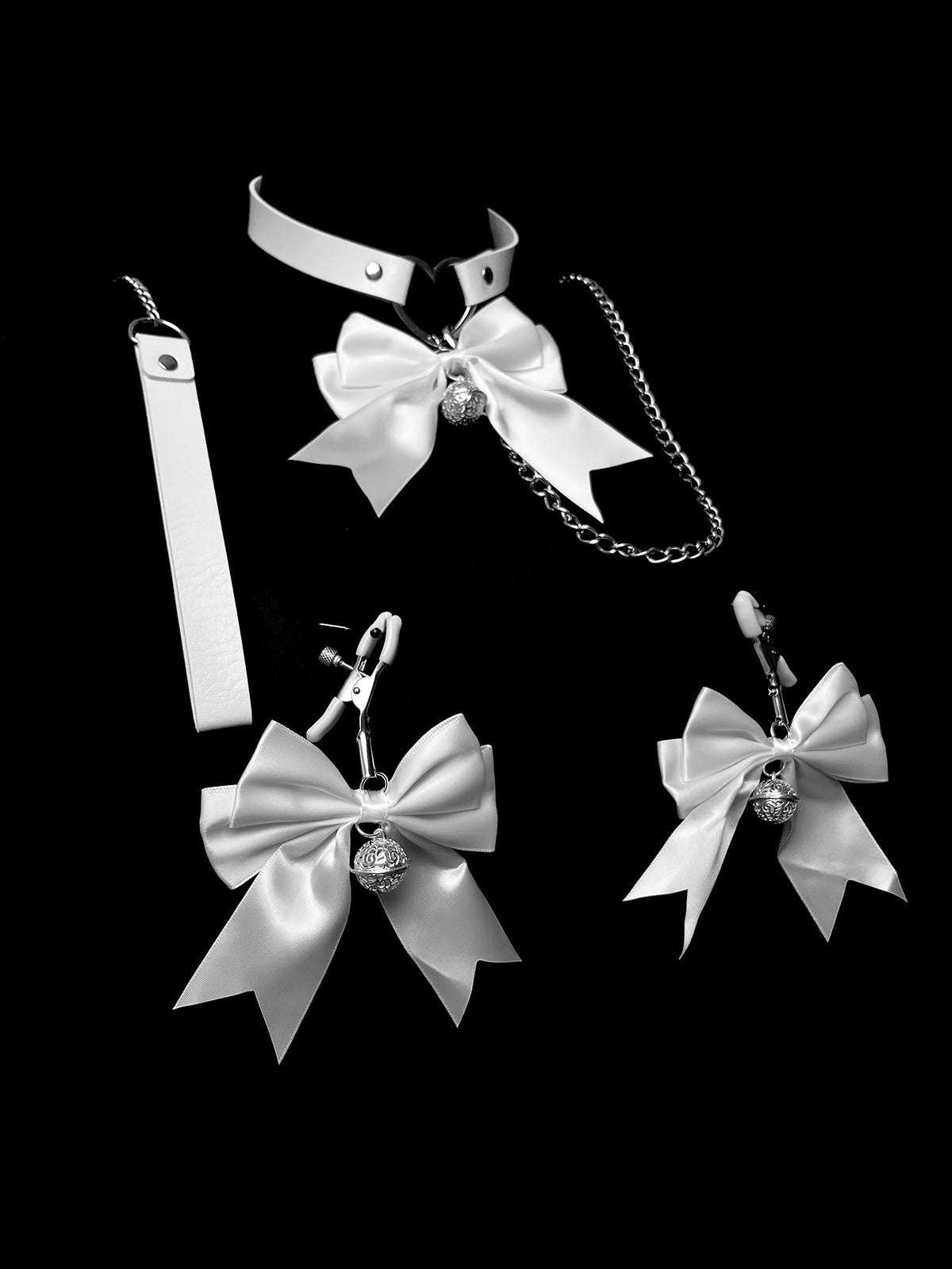 Y2K Bow Palace Bell Choker - Black-and-White y2k necklace product view 2 | Blackyyds