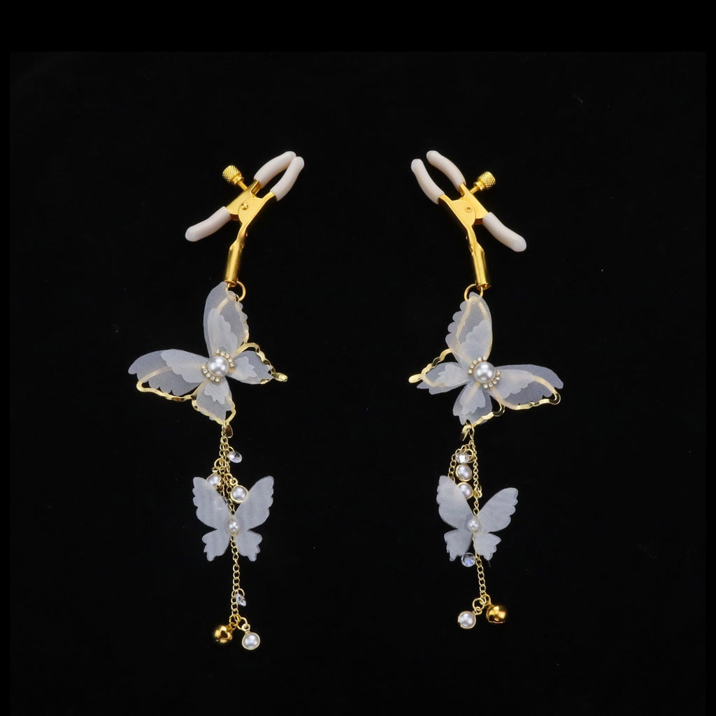 Y2K Butterfly Bell Pendant - White-and-Gold - y2k necklace | Blackyyds