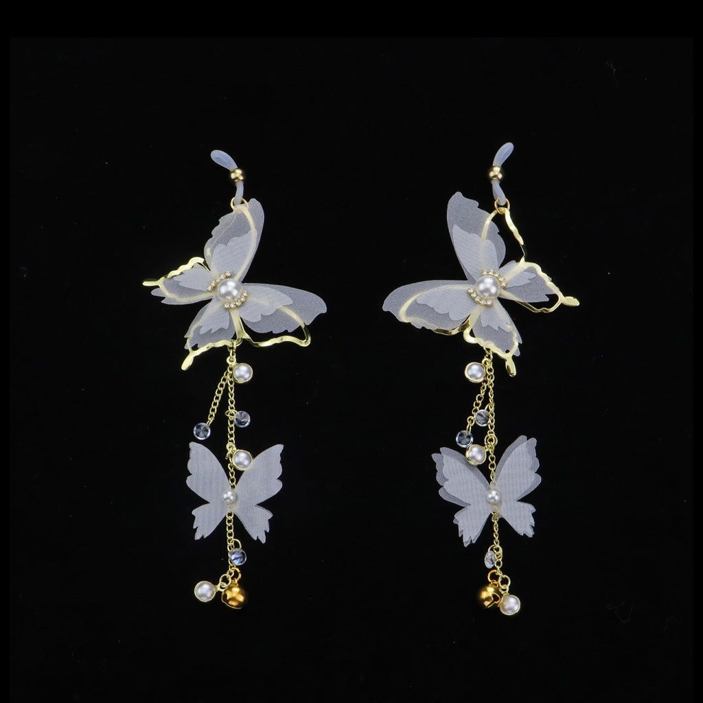 Y2K Butterfly Bell Pendant - White-and-Gold close-up detail | Blackyyds