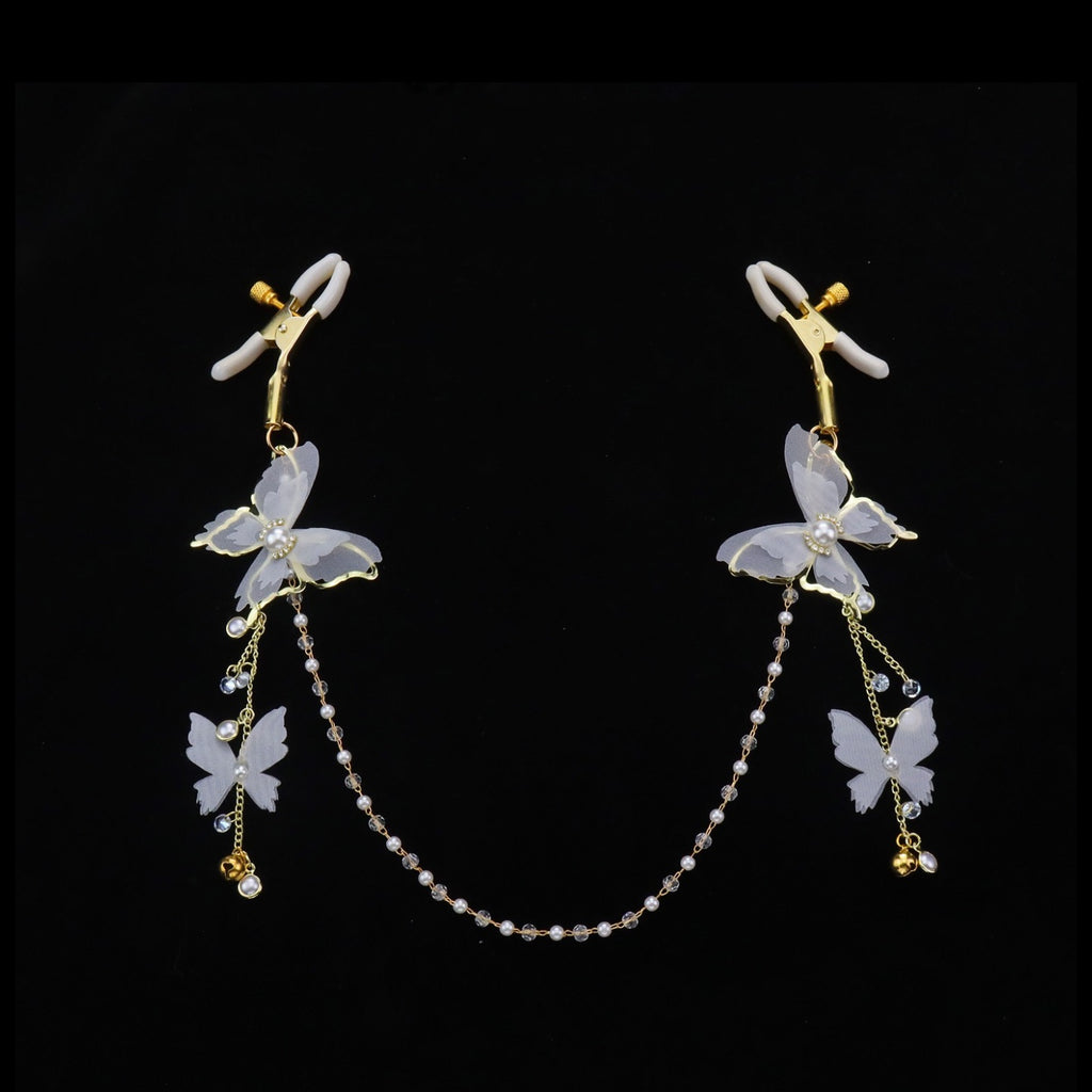 Y2K Butterfly Bell Pendant - White-and-Gold y2k choker detail shot | Blackyyds