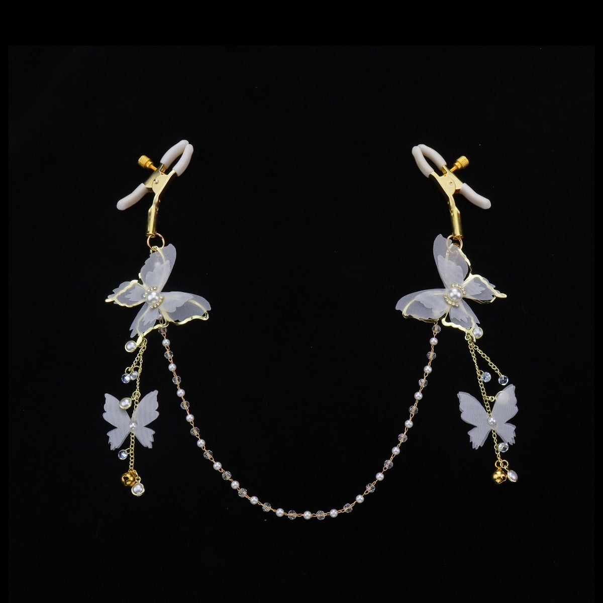 Y2K Butterfly Bell Pendant - White-and-Gold y2k choker detail shot | Blackyyds