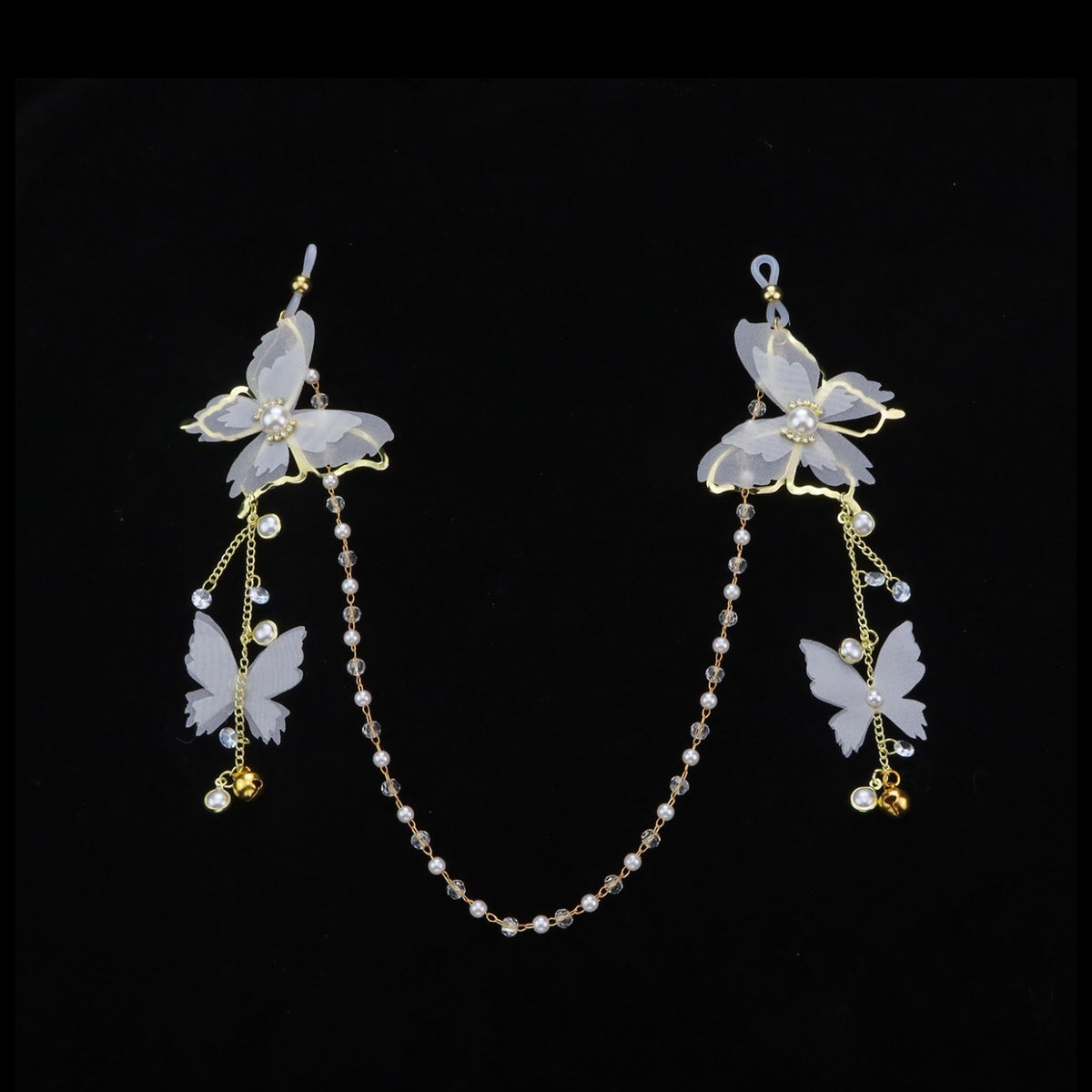 Y2K Butterfly Bell Pendant - White-and-Gold product view 3 | Blackyyds