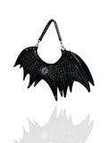 black bat wing spider patent bag front view | Blackyyds