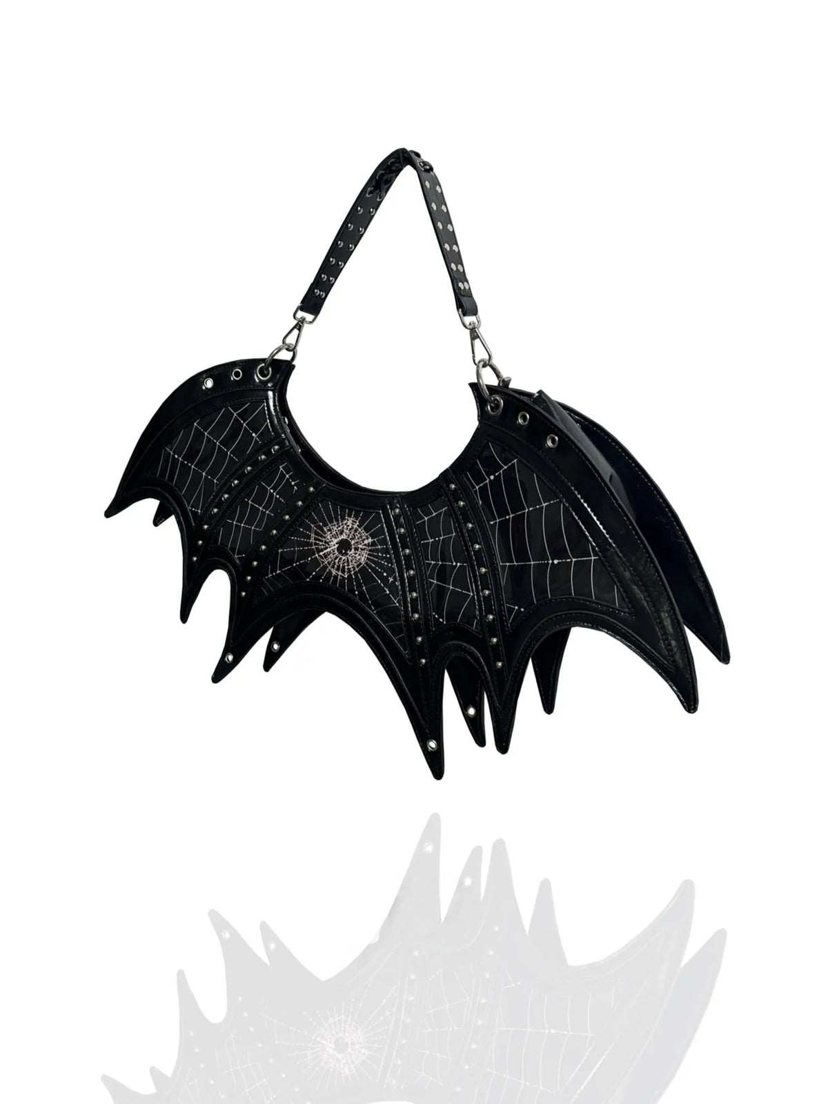 black bat wing spider patent bag front view | Blackyyds